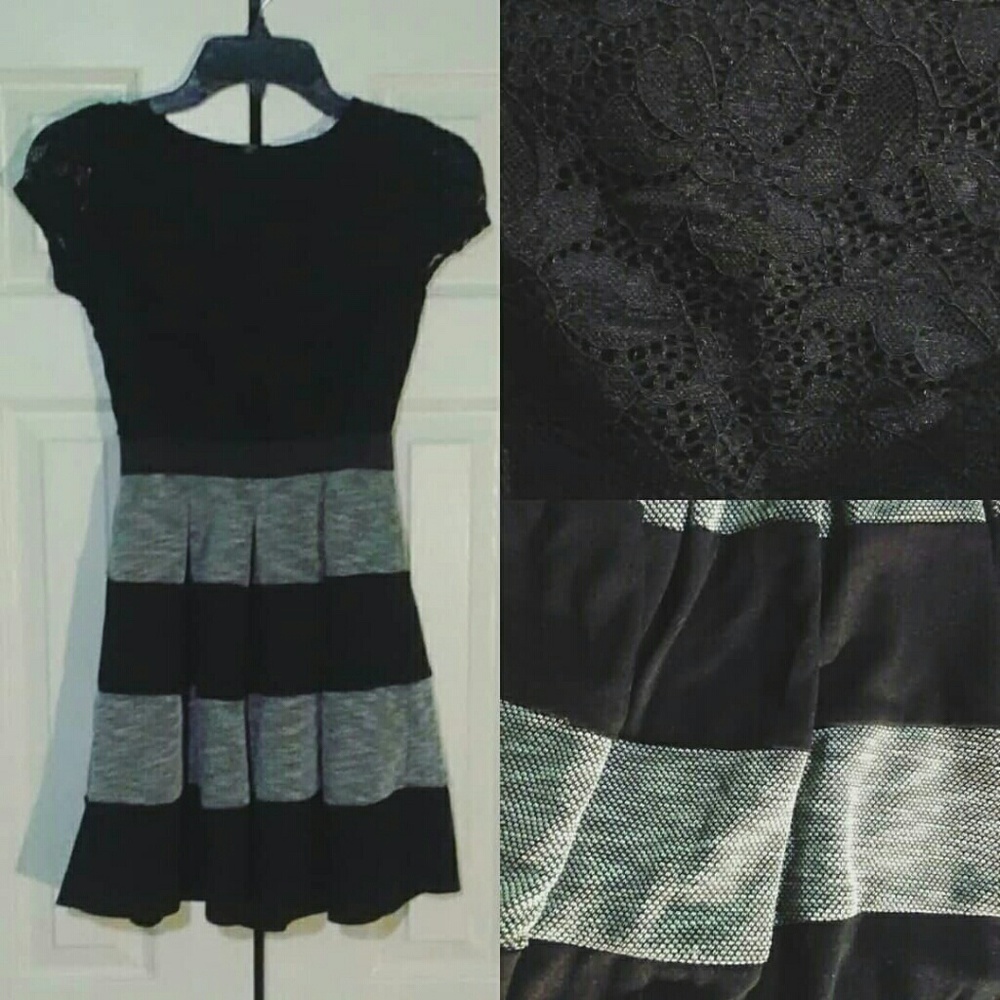 Black/Gray Knee-Length Dress